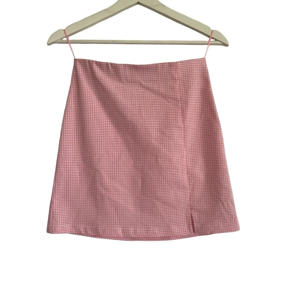 TOPSHOP pink mini single layered plaid skirt Size 4 NEW - Picture 1 of 12
